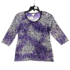 Laura Ashely Shirt Women S Flutter Ruffle Stretch 3/4‎ Sleeve Business Casual